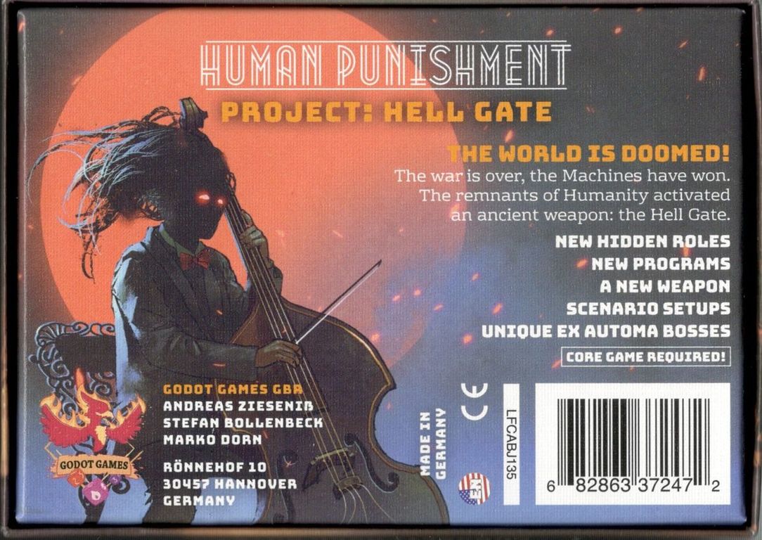 Human Punishment: Social Deduction 2.0 - Project: Hell Gate back of the box