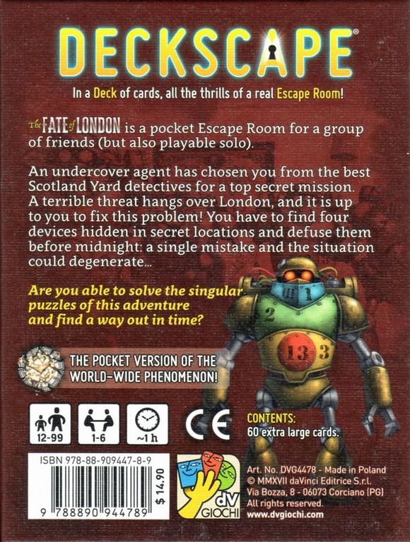Deckscape: The Fate of London back of the box