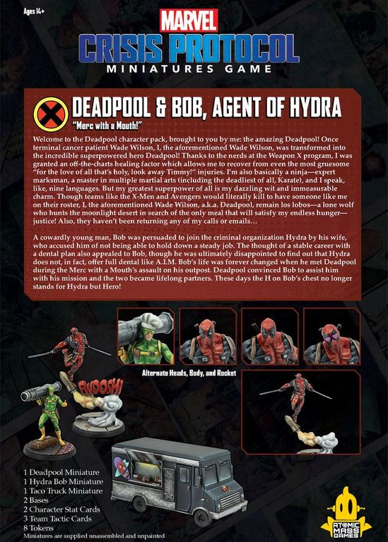 Marvel: Crisis Protocol – Deadpool & Bob, Agent of Hydra back of the box