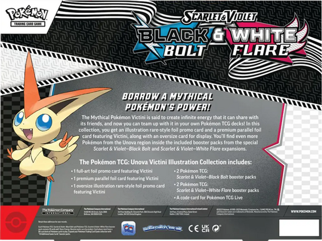Pokémon Tcg: Scarlet & Violet - Black Bolt/White Flare Illustration Collection: Victini back of the box