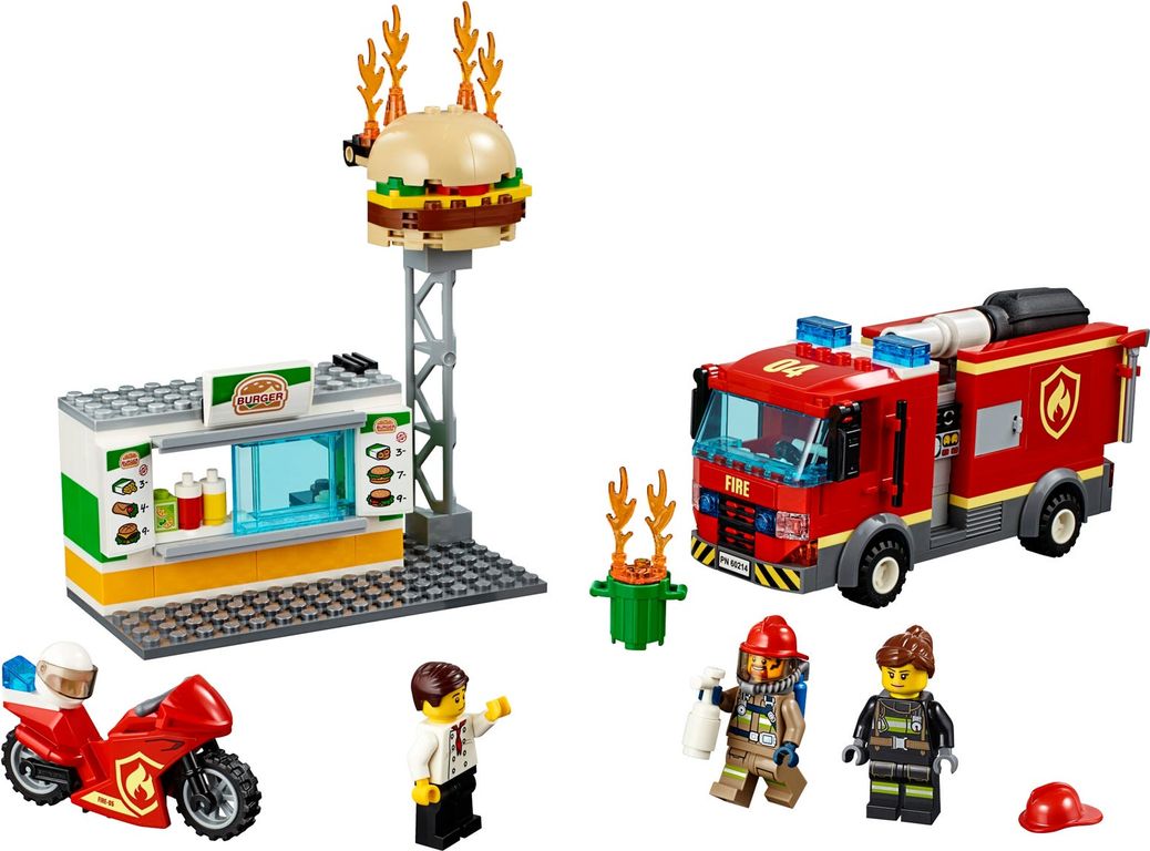 LEGO® City L'intervention des pompiers au restaurant de hamburgers composants