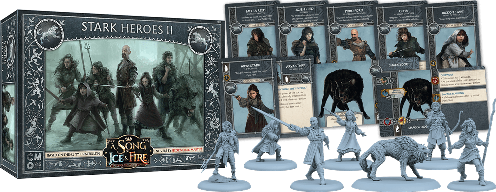 A Song of Ice & Fire: Tabletop Miniatures Game – Stark Heroes II components