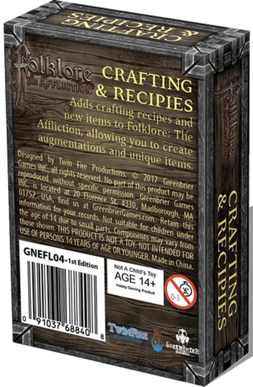 Folklore: The Affliction - Crafting & Recipes Card Pack parte posterior de la caja