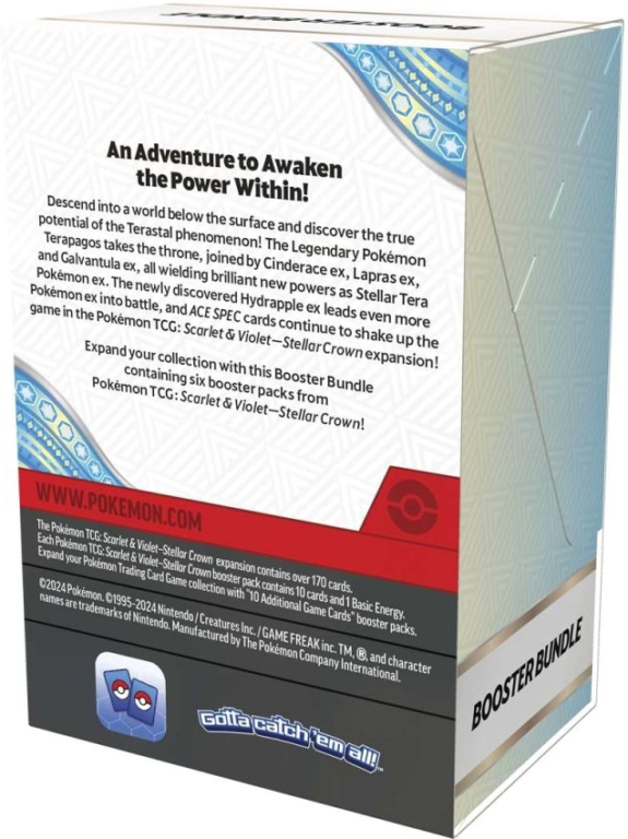 Pokémon TCG: Scarlet & Violet-Stellar Crown Booster Bundle (6 Packs) back of the box