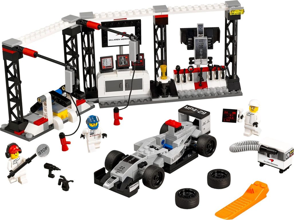 LEGO® Speed Champions Puesto de Reparación de McLaren Mercedes partes