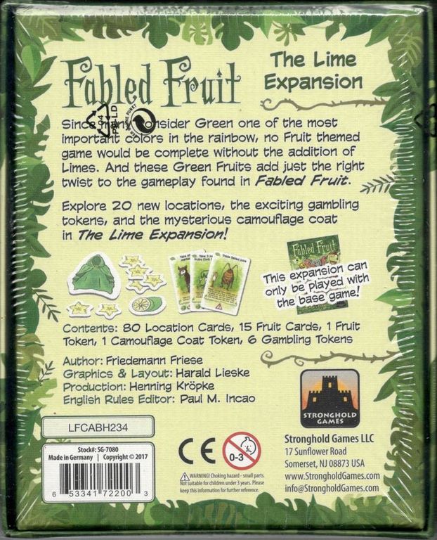 Frutas Fabulosas: Expansión La Lima parte posterior de la caja