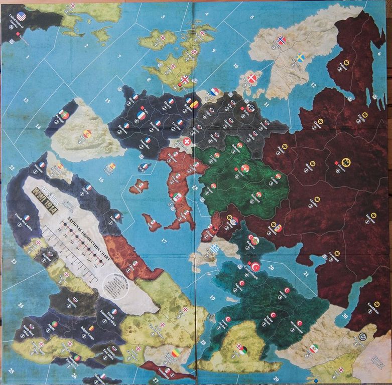 Axis & Allies: WWI 1914 game board