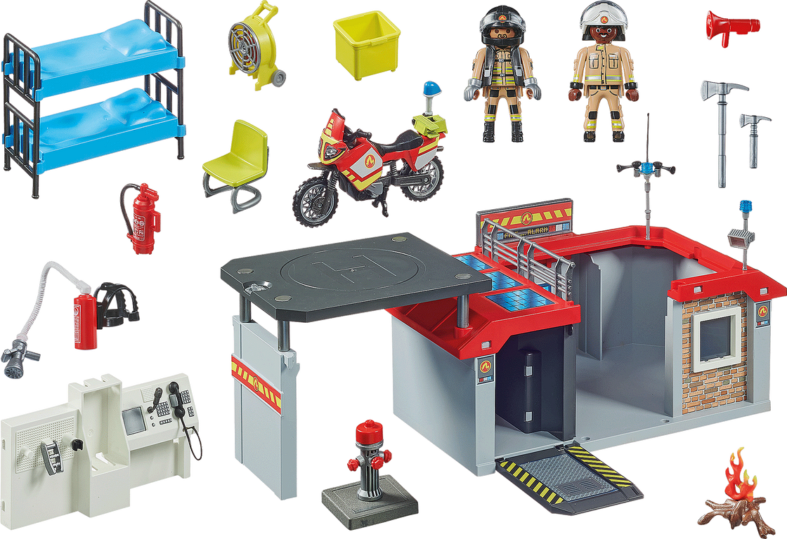 Playmobil® City Action Take Along Fire Station components