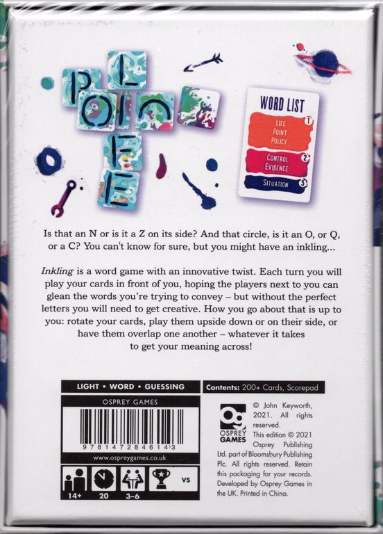 Inkling back of the box