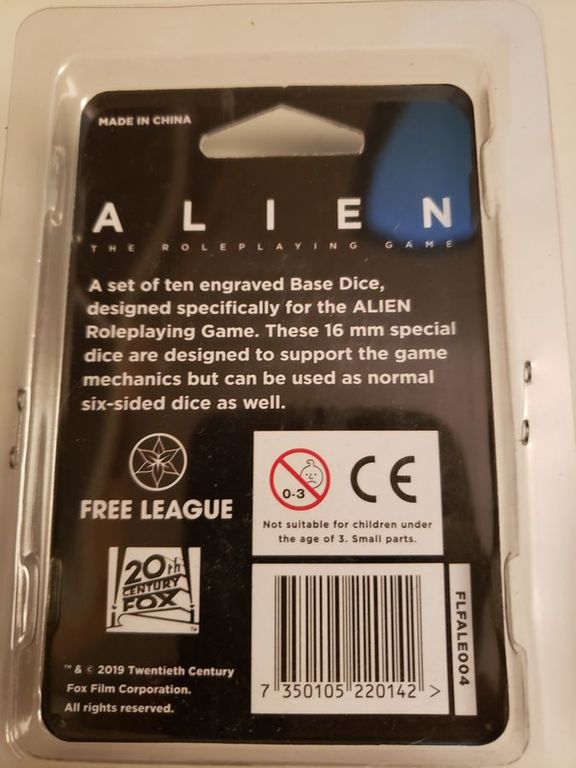 Alien Rpg: Base Dice Set back of the box