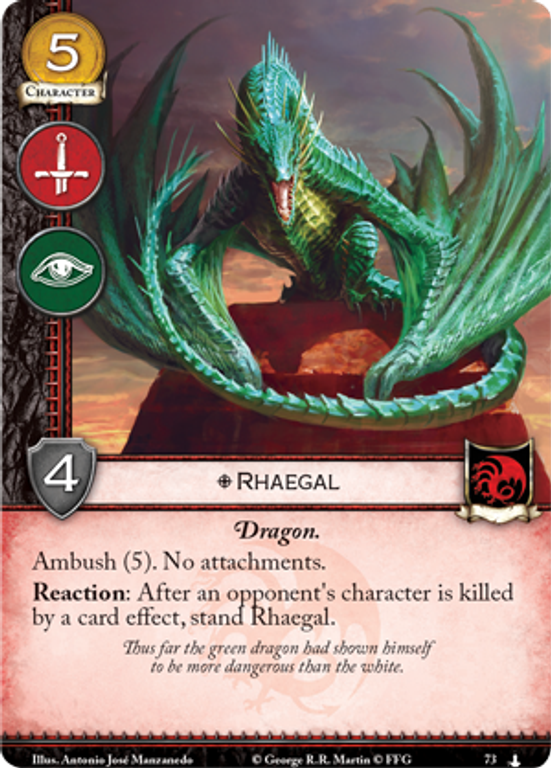 A Game of Thrones: The Card Game (Second Edition) – Music of Dragons Rhaegal card