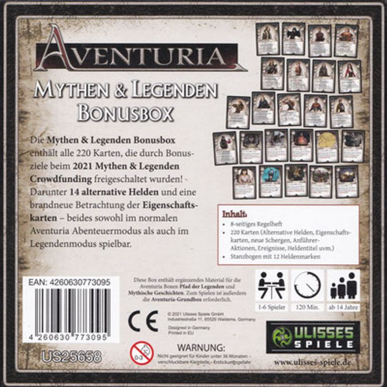 Aventuria: Mythen & Legenden Bonus-Box rückseite der box