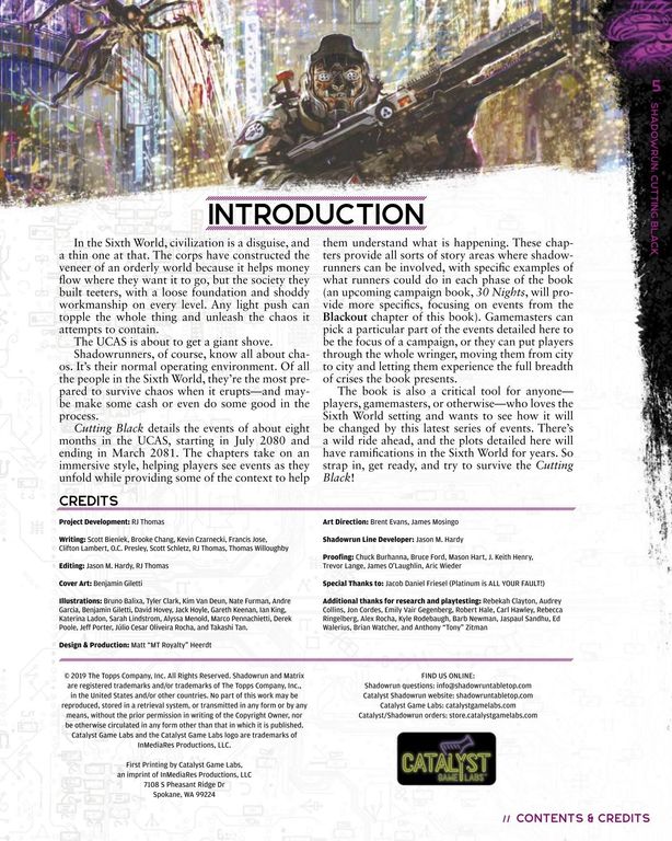 Shadowrun: Sixth World - Cutting Black manuale