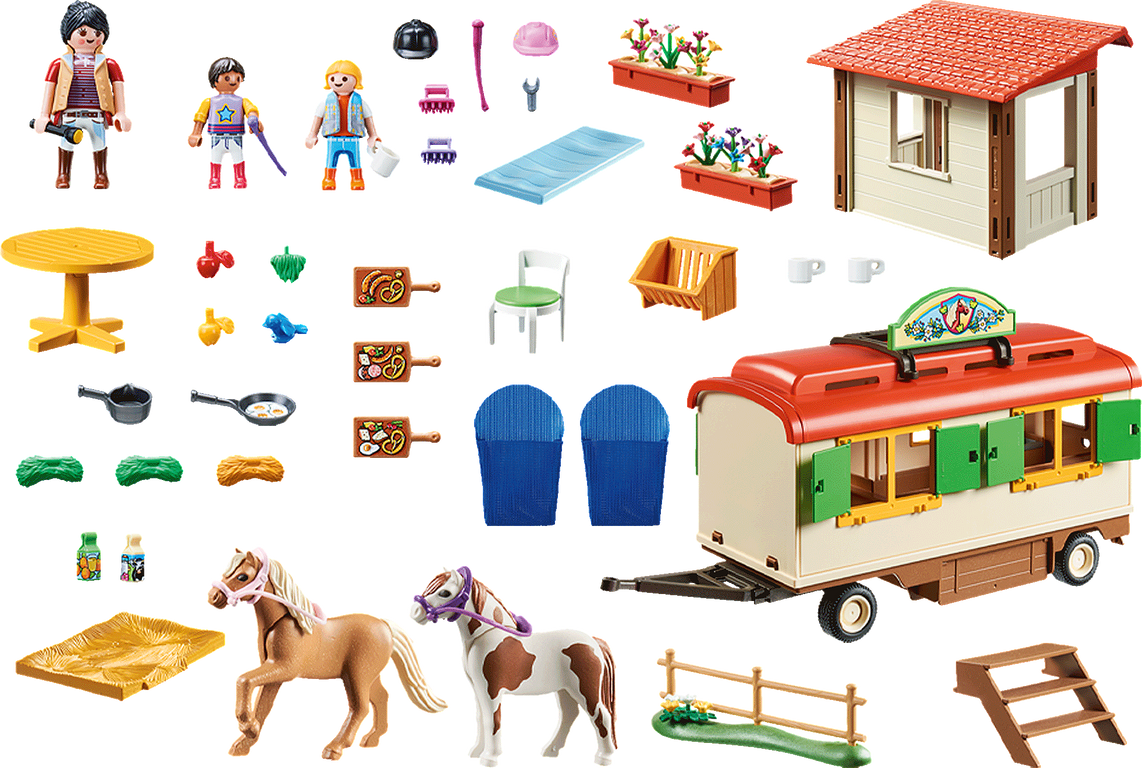 Playmobil® Country Pony Shelter with Mobile Home components