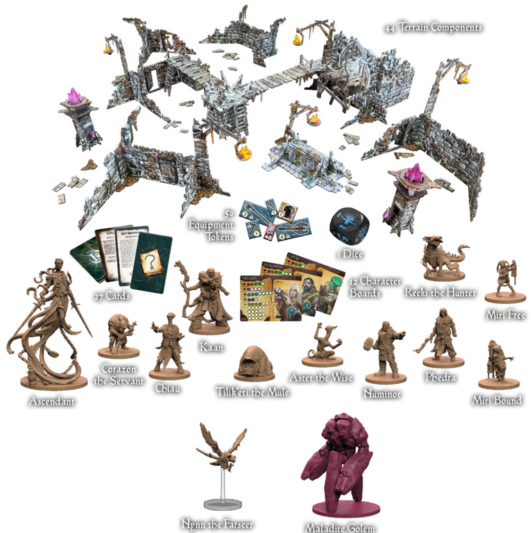Maladum: Dungeons of Enveron – The Forbidden Creed Expansion components