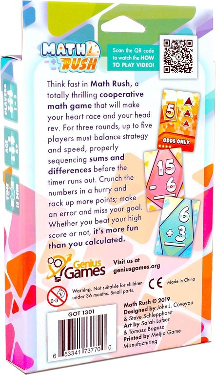 Math Rush: Addition & Subtraction back of the box