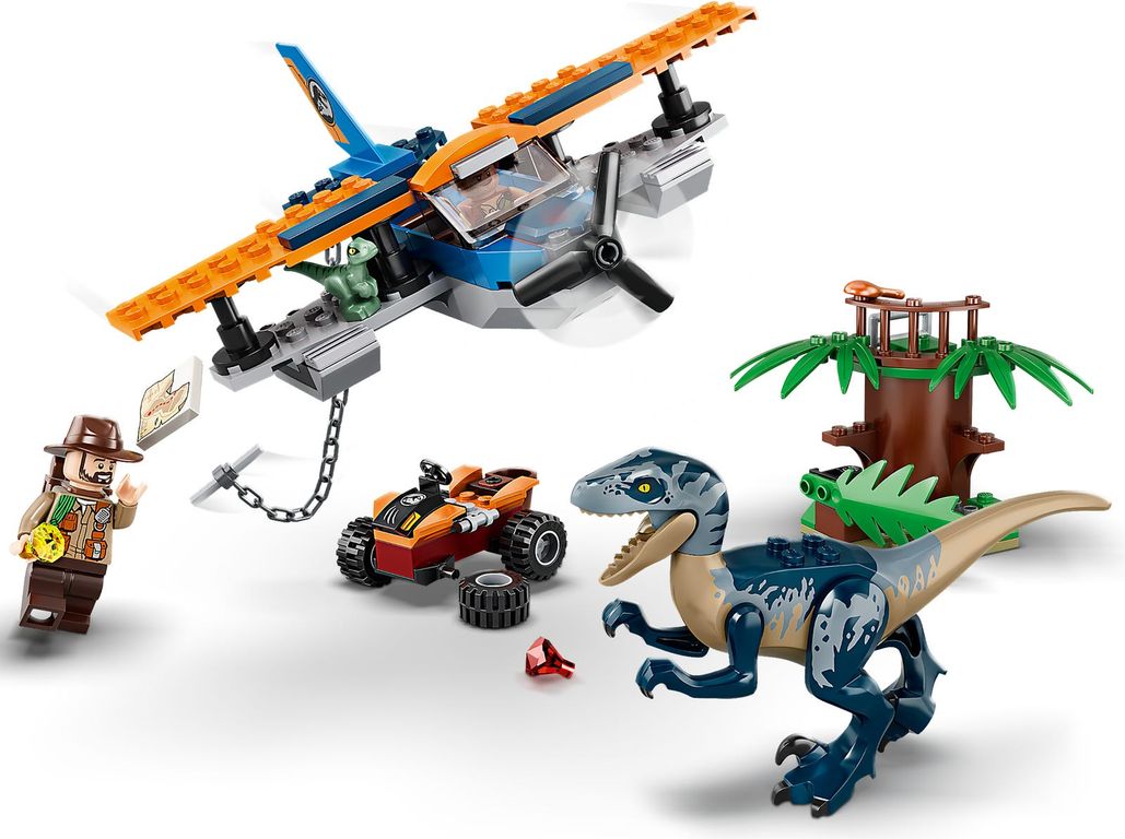 LEGO® Jurassic World Velociraptor: Rettungsmission mit dem Doppeldecker spielablauf