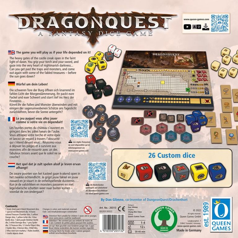 Dragonquest: Fantasy Dice Game dos de la boîte