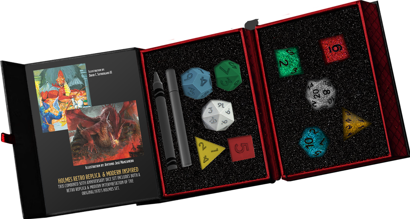 Dungeons & Dragons 50th Anniversary Vintage Dice Set box