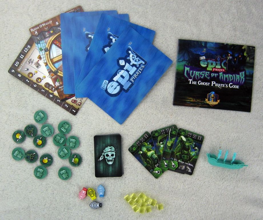 Tiny Epic Pirates: Curse of Amdiak components