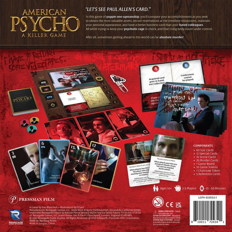 American Psycho: A Killer Game back of the box
