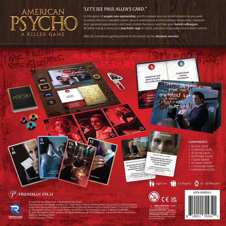 American Psycho: A Killer Game parte posterior de la caja