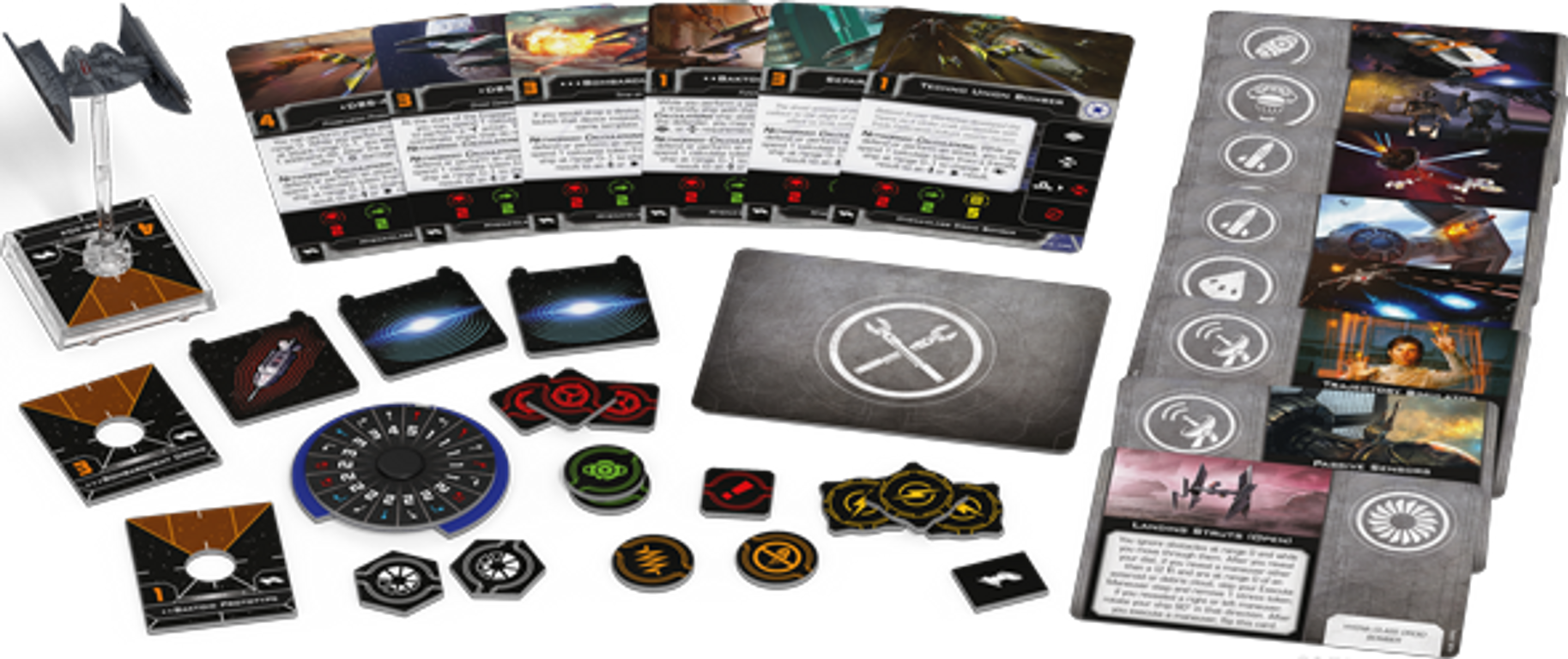 Star Wars: X-Wing (Second Edition) – Hyena-class Droid Bomber Expansion Pack components