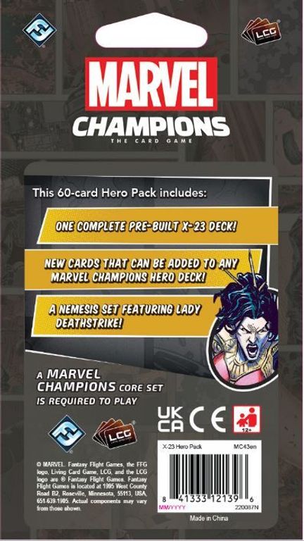 Marvel Champions: El Juego de Cartas – X-23 Pack de Héroe parte posterior de la caja