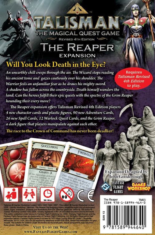 Talisman (Revised 4th Edition): The Reaper Expansion achterkant van de doos