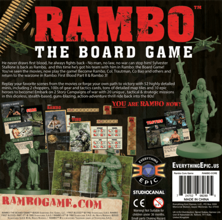 Rambo: The Board Game rückseite der box