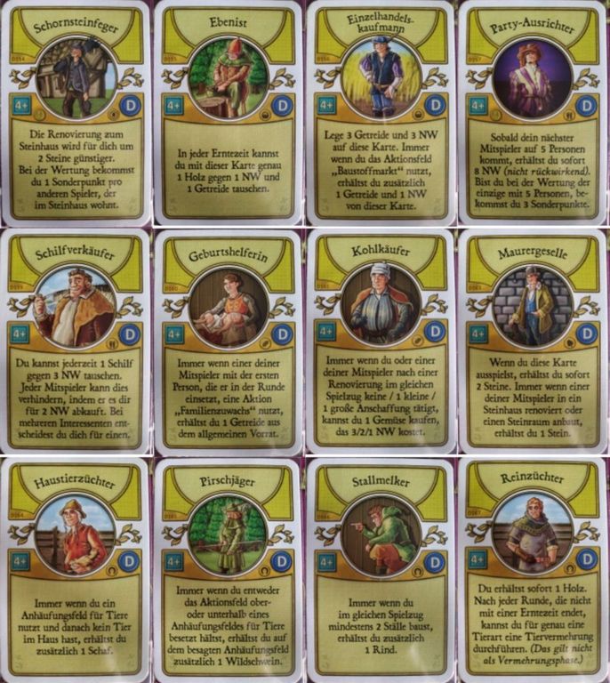 Agricola Erweiterung: Dulcinarius Deck karten