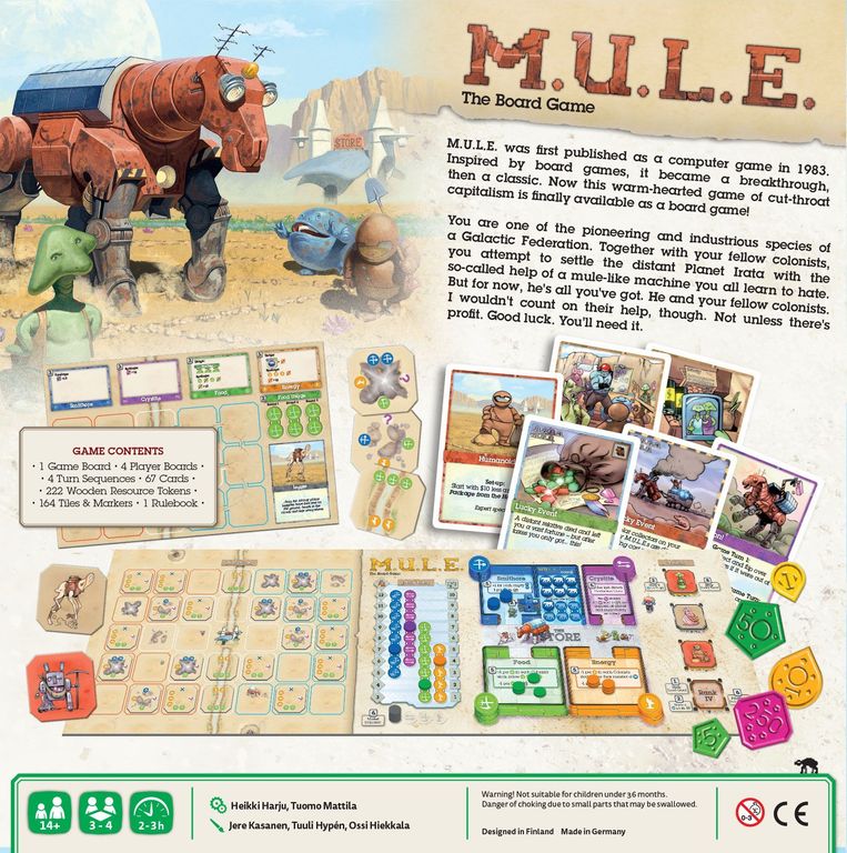 M.U.L.E. The Board Game achterkant van de doos