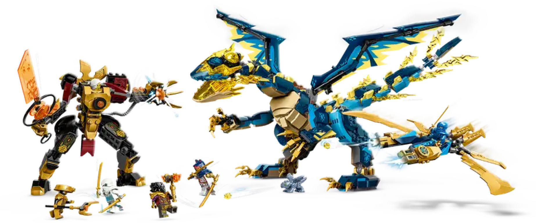 LEGO® Ninjago Kaiserliches Mech-Duell gegen den Elementardrachen spielablauf