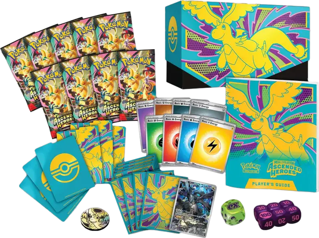 Pokémon TCG: Scarlet & Violet - Mega Evolution Ascended Heroes Elite Trainer Box components