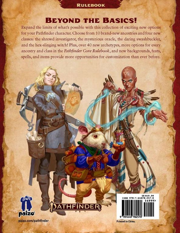Pathfinder Roleplaying Game (2nd Edition) - Advanced Player's Guide parte posterior de la caja