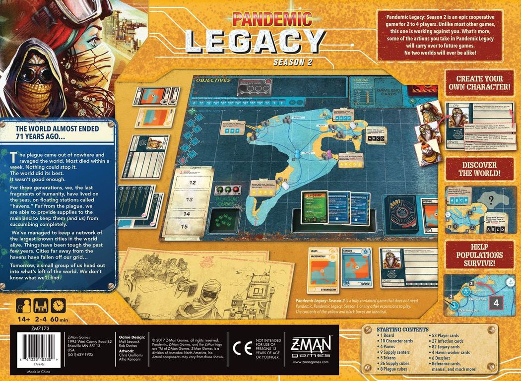 Pandemic Legacy: Segunda temporada - Yellow Edition parte posterior de la caja
