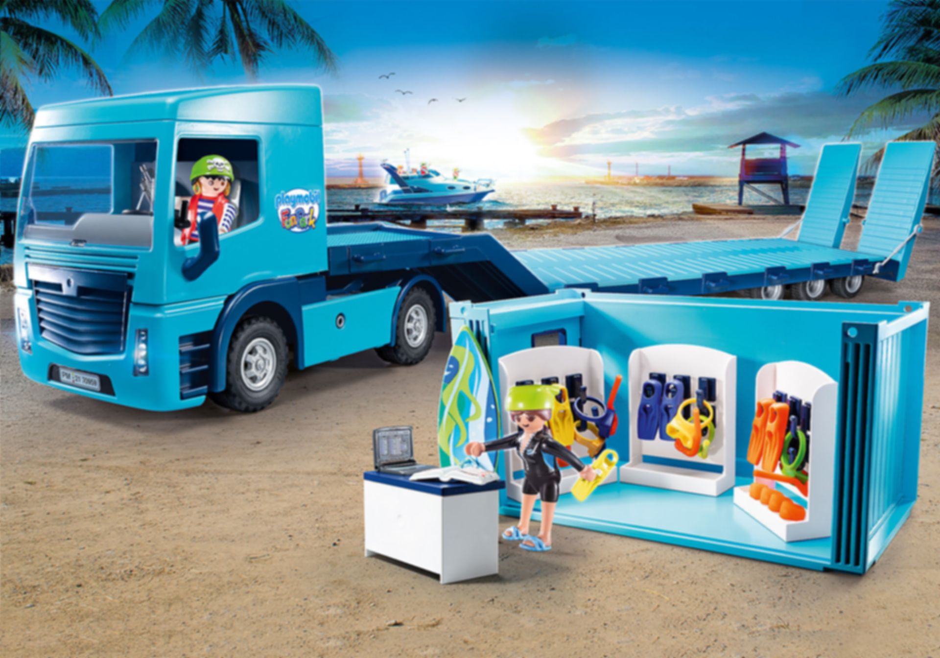 Playmobil® Family Fun Flat Bed Truck with Container