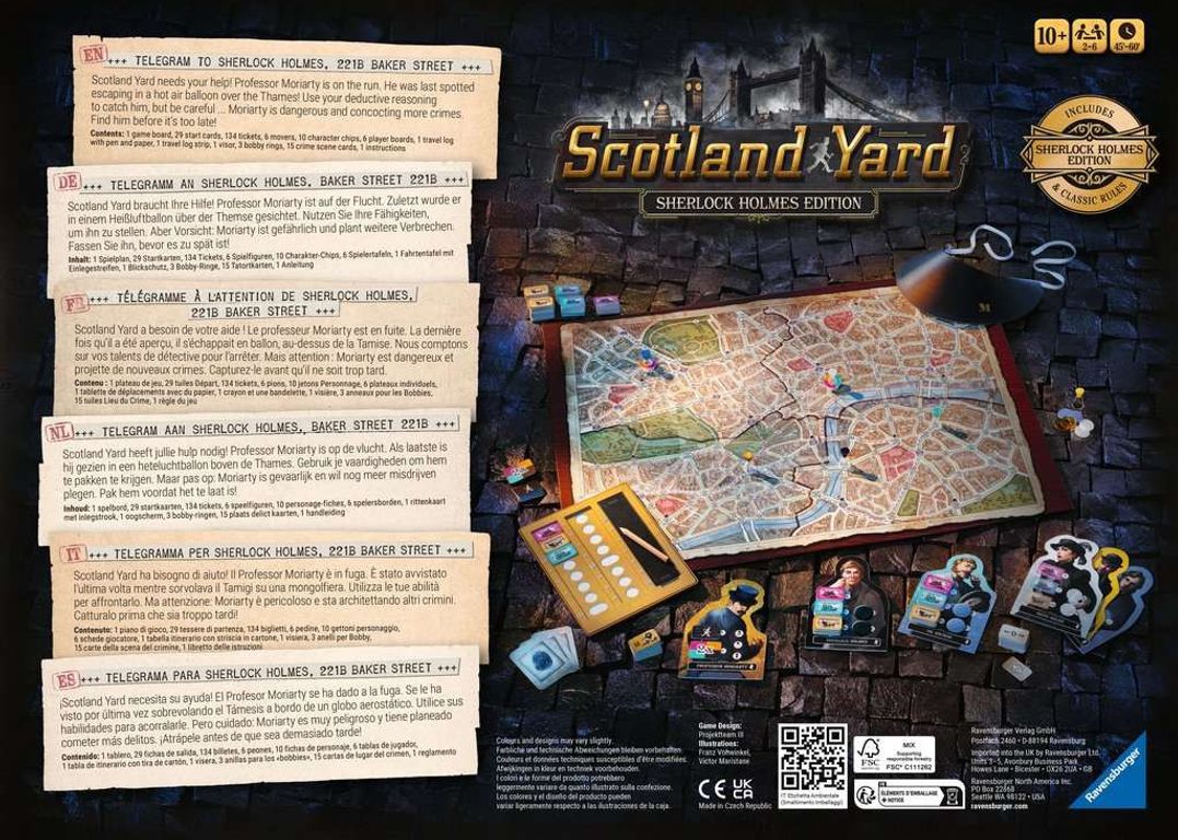 Scotland Yard: Sherlock Holmes Edition parte posterior de la caja