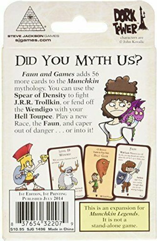 Munchkin Legends 2: Faun and Games parte posterior de la caja