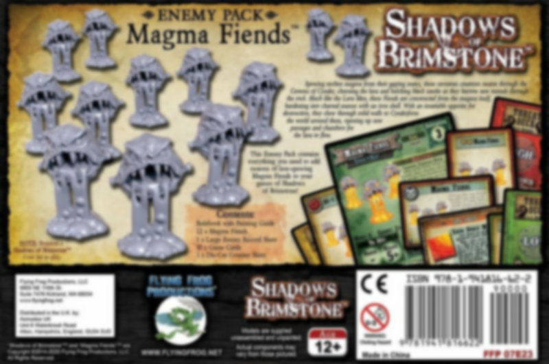 Shadows of Brimstone: Magma Fiends Enemy Pack parte posterior de la caja