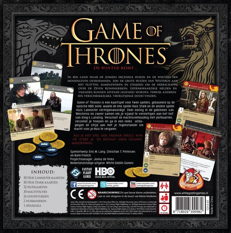 Game of Thrones: The Card Game achterkant van de doos