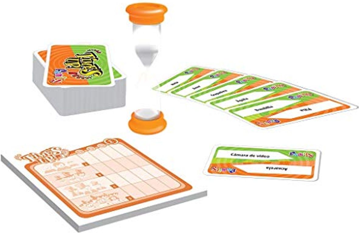 Time's Up Family Vert - avec Timer - Asmodee - Jeu de société - Jeu famille - Jeu d'ambiance composants