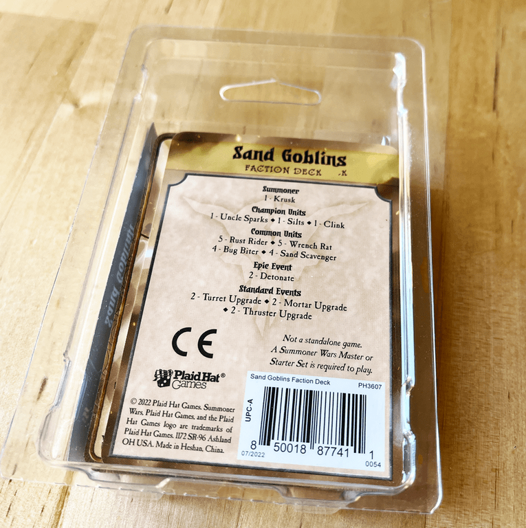 Summoner Wars (Second Edition): Sand Goblins Faction Deck achterkant van de doos