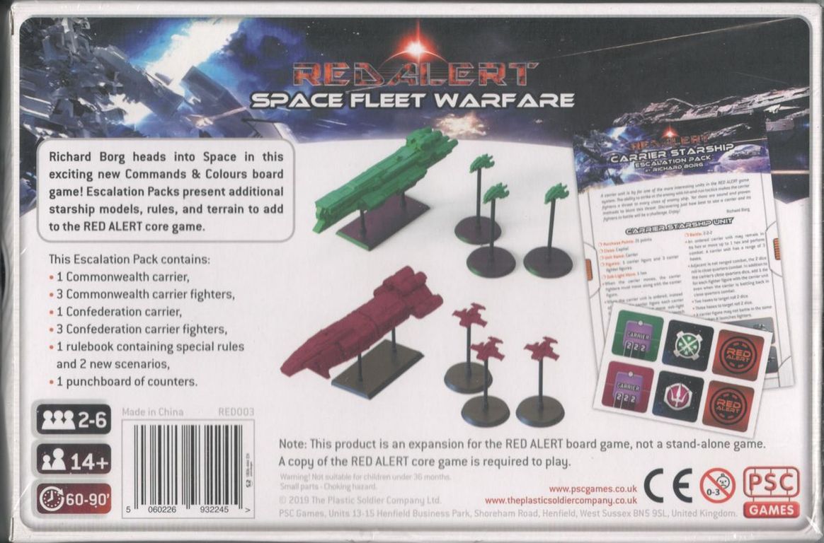 Red Alert: Space Fleet Warfare – Carrier Starship Escalation Pack parte posterior de la caja