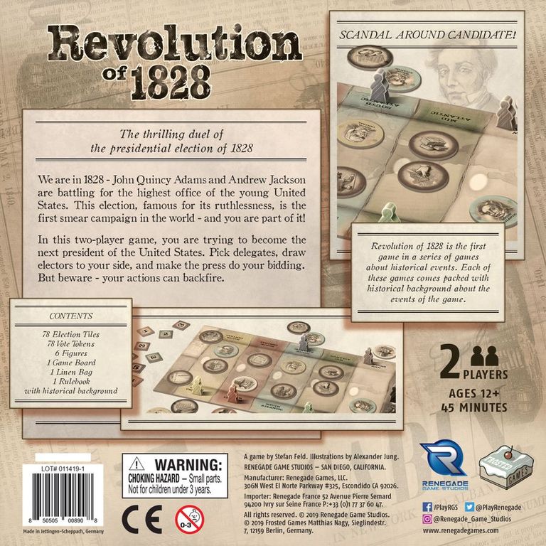 Revolution of 1828 achterkant van de doos