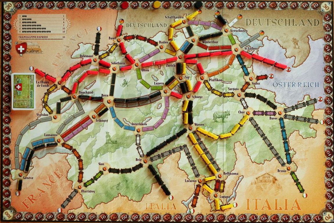 Ticket to Ride Map Collection: Volume 2 - India & Switzerland game board