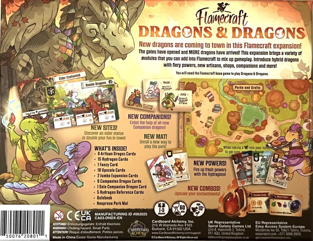 Flamecraft: Dragons & Dragons back of the box