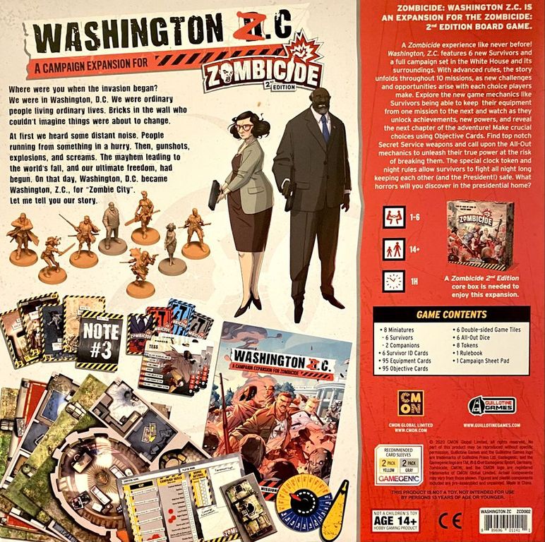 Zombicide (2nd Edition): Washington Z.C. back of the box