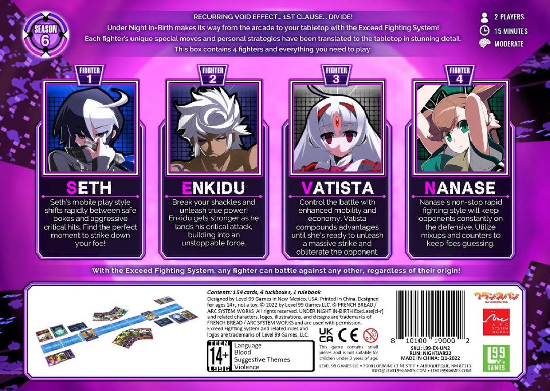 Exceed: Under Night In-Birth – Seth Box back of the box