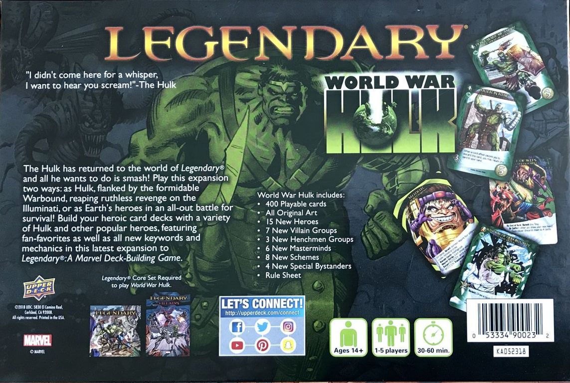 Legendary: World War Hulk dos de la boîte